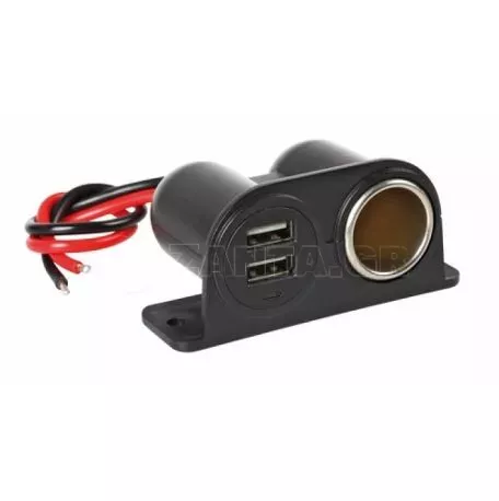 Lampa Αντάπτορας Αναπτήρα 15A με διπλό USB L3896.7/T 