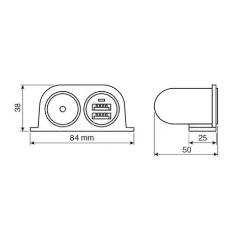 Lampa Αντάπτορας Αναπτήρα 15A με διπλό USB L3896.7/T 