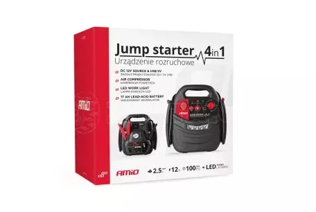 AMIO ΕΚΚΙΝΗΤΗΣ ΜΠΑΤΑΡΙΑΣ STARTER 4 ΣΕ 1 17Ah 12V DC 300A (700A max) 250PSI ΜΕ ΚΟΜΠΡΕΣΕΡ ΑΕΡΑ / ΜΑΝΟΜΕΤΡΟ / 3 LED / 2 ΠΡΙΖΕΣ 12V / 1 ΘΥΡΑ USB 5V 2,1A SENA ΓΙΑ ΒΕΝΖΙΝΗ ΚΑΙ DIESEL AMi 