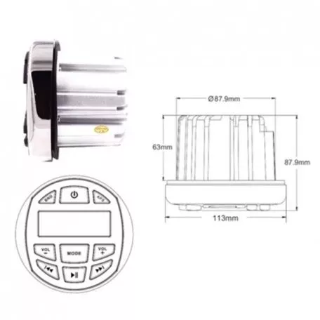 HASDA MP3 PLAYER 113 mm- 5V-4X40W ΜΕ ΡΑΔΙΟΦΩΝΟ/USB/BLUETOOTH (ΑΔΙΑΒΡΟΧΟ/ΣΤΡΟΓΓΥΛΟ/ΜΑΥΡΟ ΧΡΩΜΙΟΜΕΝΟ ΔΑΧΤΥΛΙΔΙ) 