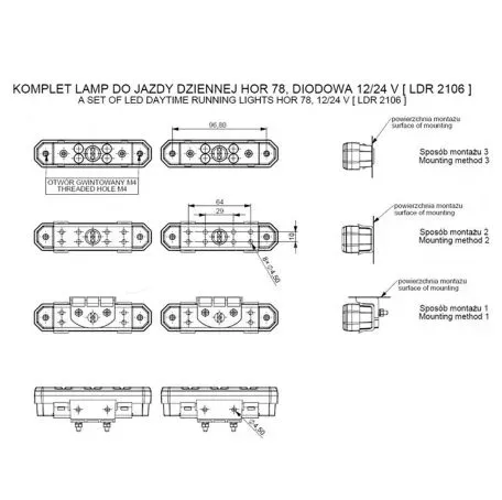 Horpol DRL HOR78 12/24V ΠΡΟΣΘΕΤΟ DAYTIME ΔΙΕΘΝΗ ΜΕ 4LED 6W 120,5x36,8mm ΜΑΥΡΟ 2ΤΕΜ HO-LDR2106 