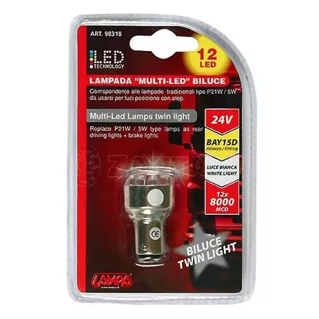 Lampa P21/5W 24V BAY15d 30/95lm 12LED ΛΕΥΚΟ (ΔΙΠΟΛΙΚΟ) 1ΤΕΜ. (ΣΕ BLISTER) L9831.8 