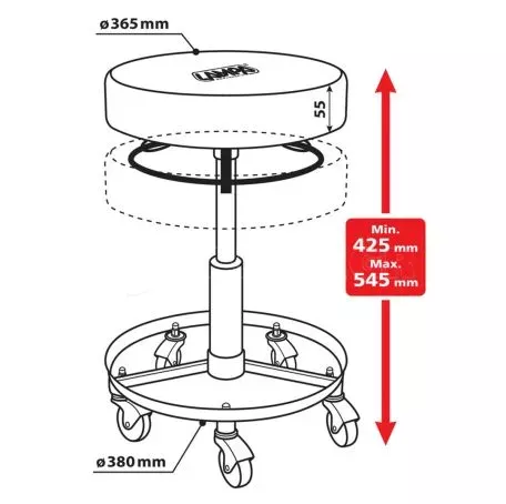 Lampa ΣΚΑΜΠΟ ΣΥΝΕΡΓΕΙΟΥ ΜΕ ΡΟΔΑΚΙΑ & ΑΠΟΘΗΚΕΥΤΙΚΟ ΧΩΡΟ (ΡΥΘΜΙΖΟΜΕΝΟ ΥΨΟΣ 425>545 mm) L7149.1 