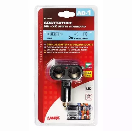 Lampa ΑΝΤΑΠΤΟΡΑΣ ΑΝΑΠΤΗΡΑ ΔΙΠΛΟΣ AD-2 12/24V 15A ΜΕ ΦΩΣ ΕΝΔΕΙΞΗΣ LED L9834.8 