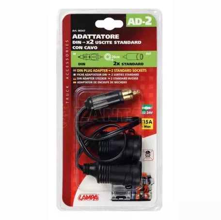 Lampa ΑΝΤΑΠΤΟΡΑΣ ΑΝΑΠΤΗΡΑ ΔΙΠΛΟΣ AD-1 12/24V 15A ΜΕ ΚΑΛΩΔΙΟ 20 cm L9834.7 