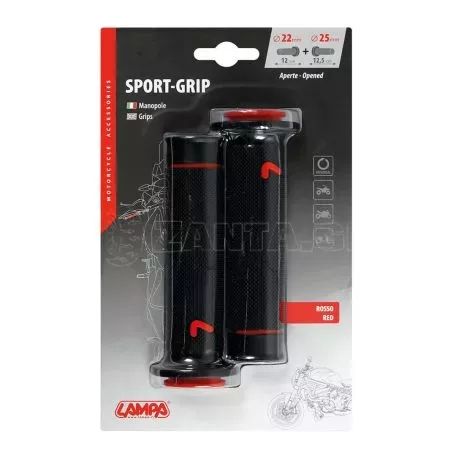 Lampa ΧΕΙΡΟΛΑΒΕΣ ΤΙΜΟΝΙΟΥ ΜΗΧΑΝΗΣ SPORT-GRIP ΜΑΥΡΟ/ΚΟΚΚΙΝΟ (22 mm-12cm/25mm-12,5cm) LAMPA - 2 ΤΕΜ. 9058.0-LM 