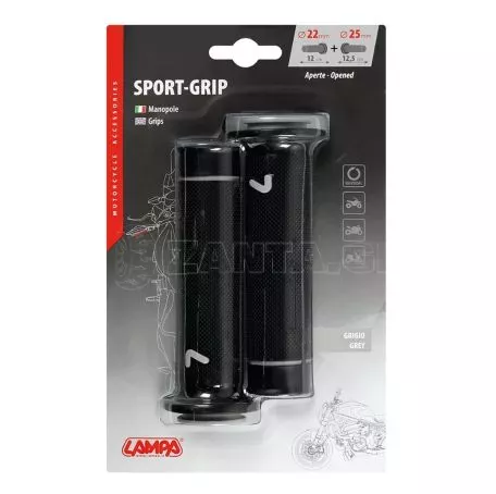 Lampa ΧΕΙΡΟΛΑΒΕΣ ΤΙΜΟΝΙΟΥ ΜΗΧΑΝΗΣ SPORT-GRIP ΜΑΥΡΟ/ΓΚΡΙ (22 mm-12cm/25mm-12,5cm) LAMPA - 2 ΤΕΜ. 9057.9-LM 