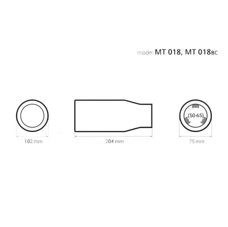 AMIO ΑΚΡΟ ΕΞΑΤΜΙΣΗΣ MT-018 50->65mm - ΣΤΡΟΓΓΥΛΟ AMIO – 1 ΤΕΜ. 01318/AM 