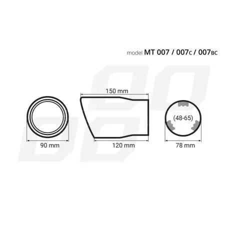 AMIO ΑΚΡΟ ΕΞΑΤΜΙΣΗΣ MT-007BC 48->65mm - ΣΤΡΟΓΓΥΛΟ AMIO – 1 ΤΕΜ. 02193/AM 