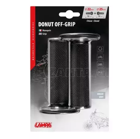 Lampa ΧΕΡΟΥΛΙΑ MOTO DONUT OFF-ROAD ΜΑΥΡΟ/ΓΚΡΙ 22MM & 25MM 12CM - 2 ΤΕΜ. 9057.0-LM 