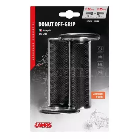 Lampa ΧΕΡΟΥΛΙΑ MOTO DONUT OFF-ROAD ΜΑΥΡΑ/ΠΟΡΤΟΚΑΛΙ 22MM+25MM 12CM 2ΤΕΜ 9057.3-LM 