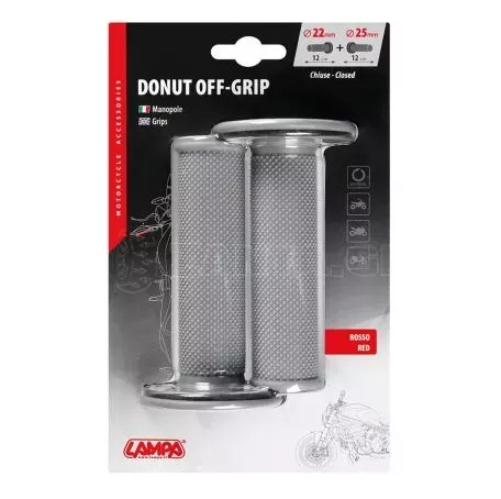 Lampa ΧΕΡΟΥΛΙΑ MOTO DONUT OFF-ROAD ΓΚΡΙ/ΚΟΚΚΙΝΑ 22MM+25MM 12CM 2ΤΕΜ 9057.5-LM 