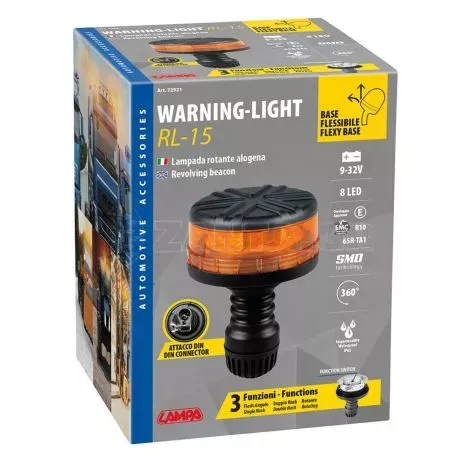 Lampa ΦΑΡΟΣ ΠΕΡΙΣΤΡΕΦΟΜΕΝΟΣ 8LED RL-15 9-32V 3 ΛΕΙΤΟΥΡΓΙΩΝ ΒΙΔΩΤΟΣ ΕΛΑΣΤΙΚΟΣ ΠΟΡΤΟΚΑΛΙ 145x105mm L7292.1 