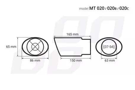 AMIO ΑΚΡΟ ΕΞΑΤΜΙΣΗΣ ΜΑΥΡΟ 165x86mm Φ37>54mm 02351/AM 