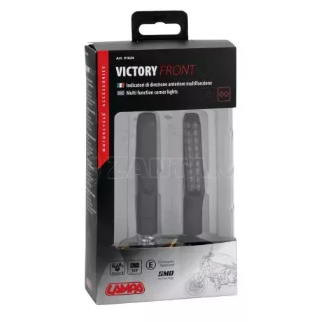 Lampa ΦΛΑΣ MOTO ΕΜΠΡΟΣ 12V SMD LED VICTORY ΜΑΥΡΟ 2 ΧΡΗΣΕΩΝ (ΘΕΣΕΩΣ /ΦΛΑΣ) 91x15mm  LAMPA  - 2 TEM 9162.4-LM 