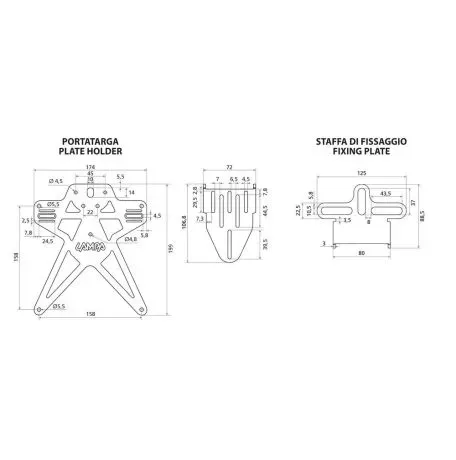 Lampa ΒΑΣΗ ΣΤΗΡΙΞΗΣ ΠΙΝΑΚΙΔΑΣ MOTO ΑΛΟΥΜΙΝΙΟΥ AERO-X EVO 7 ΜΑΥΡΗ UNIVERSAL LAMPA - 1 ΤΕΜ 9164.7-LM 