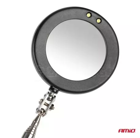 AMIO ΚΑΘΡΕΠΤΗΣ ΧΕΙΡΟΣ ΤΗΛΕΣΚΟΠΙΚΟΣ 50mm 28-87cm 360 ΜΟΙΡΕΣ ΜΕ ΦΩΣ LED AMIO - 1 ΤΕΜ. 02840/AM 