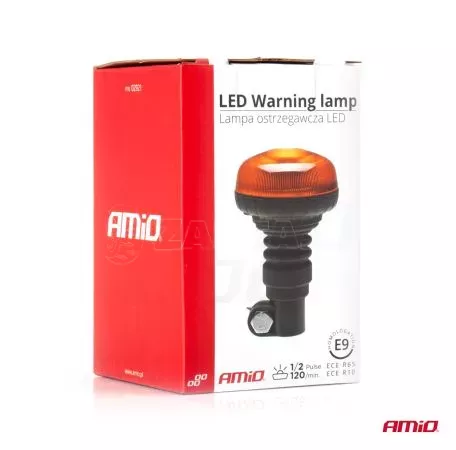 AMIO ΦΑΡΟΣ ΠΕΡΙΣΤΡΕΦΟΜΕΝΟΣ LED MINI 12/24V 18SMD ΕΛΑΣΤΙΚΟΣ ΒΙΔΩΤΟΣ ΠΟΡΤΟΚΑΛΙ 138x86mm AMIO -1 ΤΕΜ. 02921/AM 