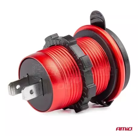 AMIO ΠΡΙΖΑ ΜΕ 2 ΘΥΡΕΣ USB ΚΑΙ ΚΑΠΑΚΙ ΚΟΚΚΙΝΗ 12/24V 5-12V 3.0A QUICK CHARGER MOD-09 AMIO -1 ΤΕΜ. 02859/AM 