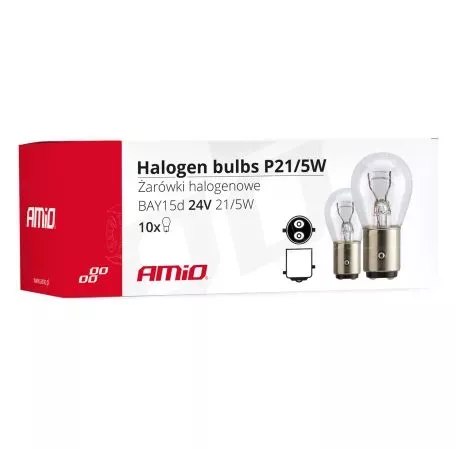 AMIO P21/5W 24V 21/5W BAY15d ΔΙΠΟΛΙΚΟ (STOP) ΑΛΟΓΟΝΟΥ ΚΟΥΤΙ 10ΤΕΜ. 01007/AM 