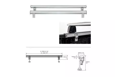 MENABO ΒΑΣΕΙΣ ΣΤΗΡΙΞΗΣ ΑΛΟΥΜΙΝΙΟΥ TBR FIXING PROFILE KIT M 116,6 cm ΣΕ ΑΣΗΜΙ ΧΡΩΜΑ ΜΕ ΥΠΟΔΟΧΕΣ T-SYSTEM ΓΙΑ ΜΠΑΡΕΣ TBR ΚΑΡΟΤΣΑΣ ΣΕ PICKUP ΚΑΙ ΑΓΡΟΤΙΚΑ ΟΧΗΜΑΤΑ MENABO - 2 ΤΕΜ. 12490 