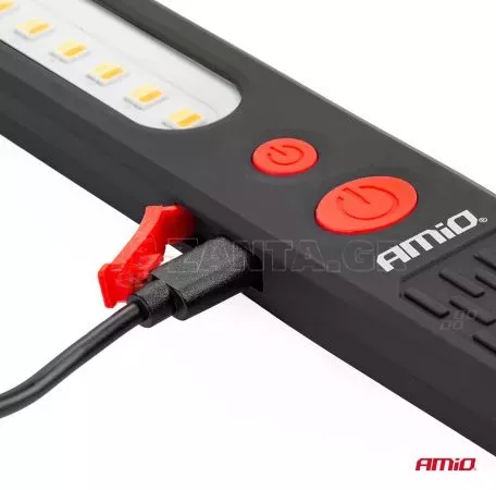 AMIO ΦΑΚΟΣ ΕΡΓΑΣΙΑΣ ΧΕΙΡΟΣ ΜΕ ΜΑΓΝΗΤΗ MICRO USB SMD LED 1200mAh 37x16x241mm  - 1 ΤΕΜ. 02819/AM 