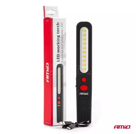 AMIO ΦΑΚΟΣ ΕΡΓΑΣΙΑΣ ΧΕΙΡΟΣ ΜΕ ΜΑΓΝΗΤΗ MICRO USB SMD LED 1200mAh 37x16x241mm  - 1 ΤΕΜ. 02819/AM 