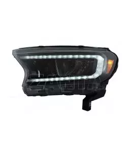 Μπροστινά Φανάρια Set Για Ford Ranger 15-20 DRL Dynamic Μαύρα Full Led Με Μοτέρ VLand 