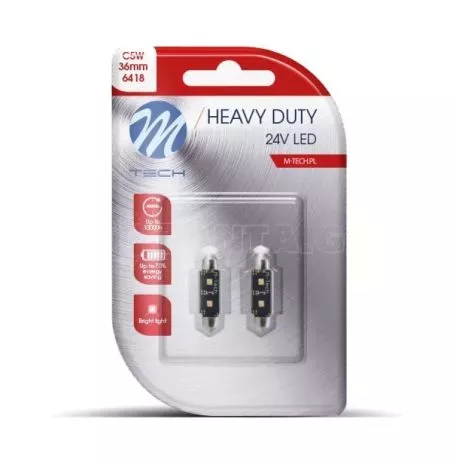 M-tech ΛΑΜΠΑΚΙΑ ΠΛΑΦΟΝΙΕΡΑΣ C5W 24V SV8,5 36mm 2xHP LED ΛΕΥΚΟ HEAVY DUTY BLISTER M-TECH - 2 Τεμ. LB9813W/MT 