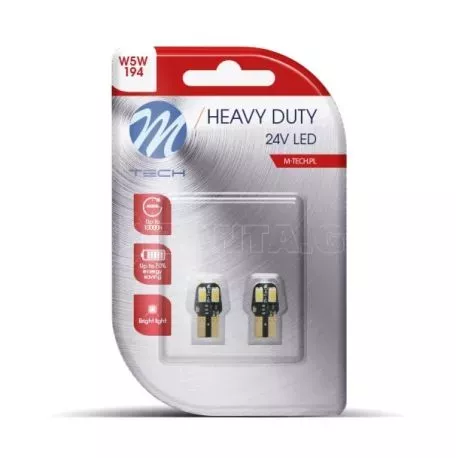 M-tech P21W 24V BA15s 8xSMD3528 LED ΚΟΚΚΙΝΟ HEAVY DUTY BLISTER M-TECH - 2 Τεμ. LB988R/MT 