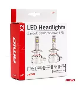 ΛΑΜΠΕΣ LED H4 10-16V 72W 6.500K 7920lm CANBUS (ΑΝΕΜΙΣΤΗΡΑΚΙ) X2 SERIES AMIO - 2ΤΕΜ. 