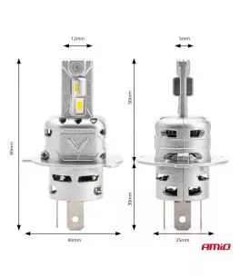 ΛΑΜΠΕΣ LED H4 10-16V 72W 6.500K 7920lm CANBUS (ΑΝΕΜΙΣΤΗΡΑΚΙ) X2 SERIES AMIO - 2ΤΕΜ. 