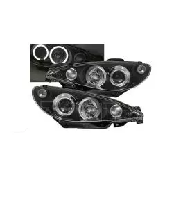 Μπροστινά Φανάρια Set Για Peugeot 206 02-07 Angel Eyes Μαύρα H1/H1 Sonar 