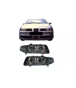 Μπροστινά Φανάρια Set Για Seat Leon / Toledo 1M 99-05  Angel Eyes Μαύρα H7/H7 Depo 