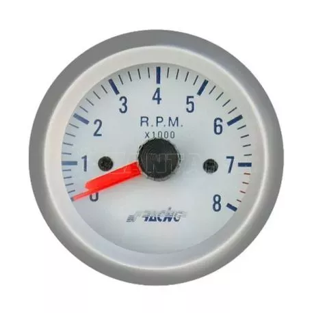 Simoni Racing ΣΤΡΟΦΟΜΕΤΡΟ 0-8.000RPM ΛΕΥΚΟ 52mm ΜΕ ΜΠΛΕ ΦΩΤΙΣΜΟ ΟΡΓ/TM/SB 