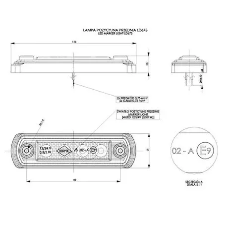 M-tech ΦΩΣ ΟΓΚΟΥ LD675 12/24V 4LED HORPOL ΛΕΥΚΟ (10,5 x 3 cm) -1ΤΕΜ. WMLHOR675/MT 