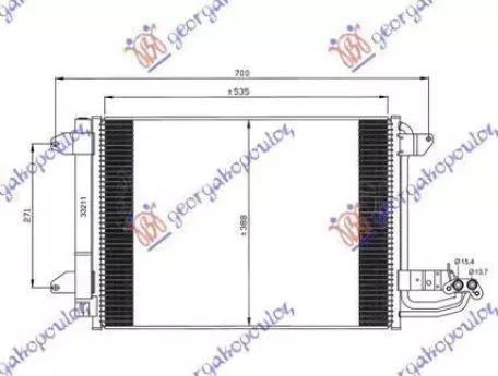 Ψυγείο A/C Βενζίνη/Πετρέλαιο (55x39x1.6) Skoda Superb 2008-2013 