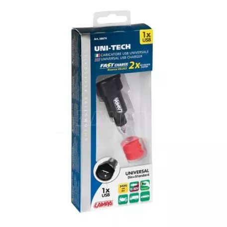 Lampa ΑΝΤΑΠΤΟΡΑΣ ΑΝΑΠΤΗΡΑ UNI-TECH 12/32V ΜΕ 1 USB 2400mA FAST CHARGER L3887.9/T 