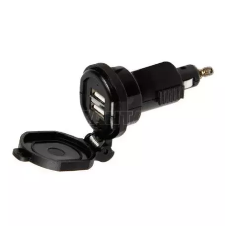 Lampa ΑΝΤΑΠΤΟΡΑΣ ΑΝΑΠΤΗΡΑ ΜΕ ΚΑΠΑΚΙ UNI-TECH 12/32V ΑΠΟ DIN ΣΕ 2 USB 2700mA FAST CHARGER SILVER LINE L3888.2/T 