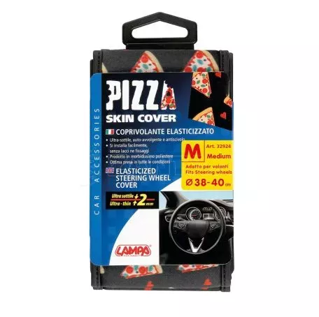 Lampa ΚΑΛΥΜΜΑ ΤΙΜΟΝΙΟΥ SKIN-COVER PIZZA (ΠΙΤΣΑ) 38/40cm (M) ΜΑΥΡΟ ΕΛΑΣΤΙΚΟ ΠΟΛΥΕΣΤΕΡΙΚΟ 2mm ΠΑΧΟΣ L3292.4 