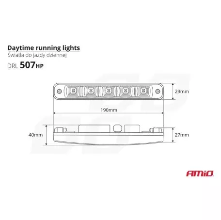 AMIO ΦΩΤΑ ΗΜΕΡΑΣ DRL 12/24V 11,52W 10 LED 1000Lm 190x29x40mm 2ΤΕΜ 01523/AM 