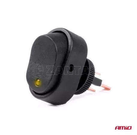 AMIO ΔΙΑΚΟΠΤΗΣ ON/OFF 3 ΕΠΑΦΩΝ ΜΕ LED ΚΙΤΡΙΝΟ 12/24V Φ12mm 30A ΜΕ ΣΠΕΙΡΩΜΑ ΟΒΑΛ ΑΜΙΟ - 1 ΤΕΜ. 03088/AM 