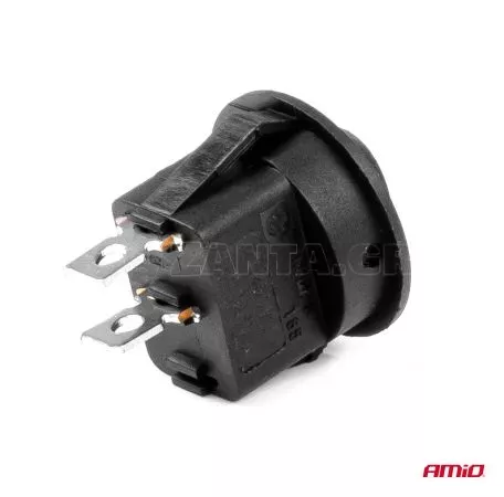 AMIO ΔΙΑΚΟΠΤΗΣ ON/OFF 2 ΕΠΑΦΩΝ 12V 20A  ΣΤΡΟΓΓΥΛΟΣ Φ20mm ΜΑΥΡΟΣ AMIO - 1 τεμ. 03083/AM 