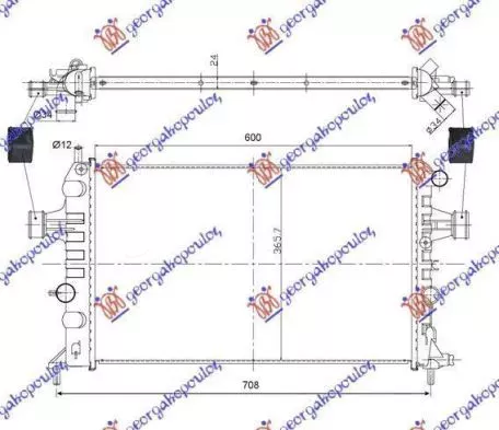 Ψυγείο Νερού 1.4-1.6-1.8 (Με A/C) (60x37) (Παροχές Διαγώνια) (Mahle Behr) Opel Astra G 1998-2004 