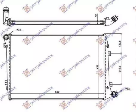 Ψυγείο Νερού 1.9-2.0 TDI (65x44) (Παροχές Διαγώνια) Seat Toledo 2004-2012 