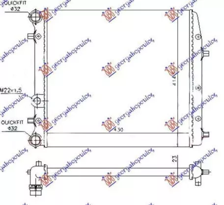 Ψυγείο Νερού Βενζίνη/Πετρέλαιο (Ανεξαρτήτως Κυβικών) (Χωρίς A/C) (43x41) (Χωρίς Βεντιλατέρ) Seat Toledo 2012- 