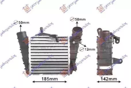 Ψυγείο Intercooler 1.4-1.9 TDI (18.5x19x6.5) (Κολάρα Με Σφικτήρα) Skoda Fabia 1999-2007 