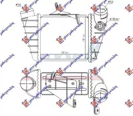 Ψυγείο Intercooler 1.9 TDI (18.3x16.1x8.5) (Με Τρύπα Για Αισθητήρα 18mm) Skoda Fabia 1999-2007 