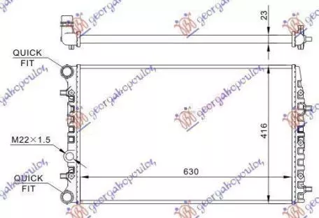 Ψυγείο Νερού 1.2 i 12V/1.4 i-1.6 i 16V/1.4-1.9 TDI (63x41) (Παροχές Αριστερά) Skoda Fabia 2007-2010 