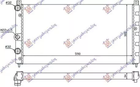 Ψυγείο Νερού 1.6 i 8V/1.9 Diesel (59x32) Skoda Felicia 1994-1998 